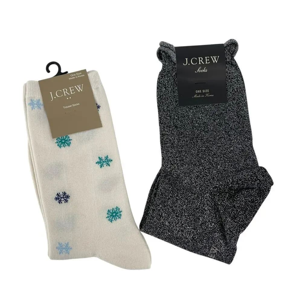 J.Crew Lurex® bootie socks and Snowflakes trouser socks 2 Pairs NEW with tags!